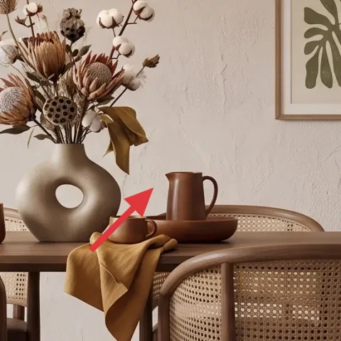 stoneware-style vase with dried stems