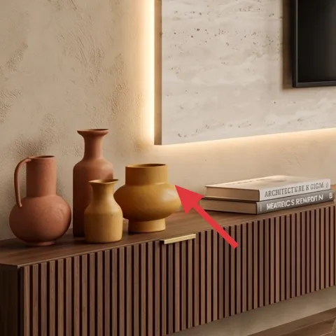 decorative ceramic vases on console