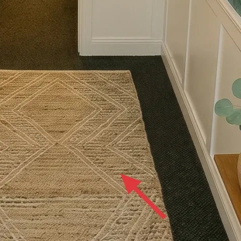 Beige runner rug with patterned texture