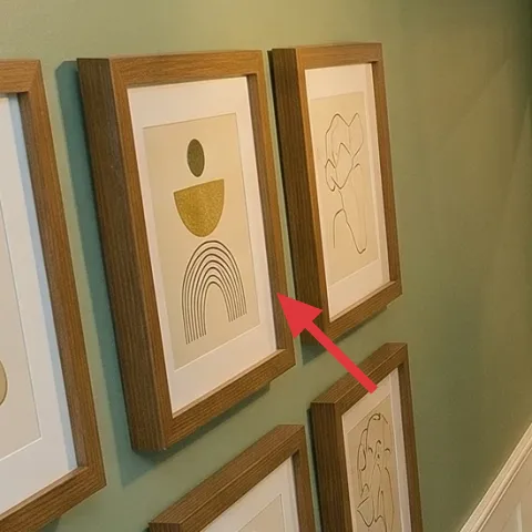 framed abstract wall art in matching wood frames