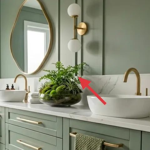 glass bowl planter with green plants