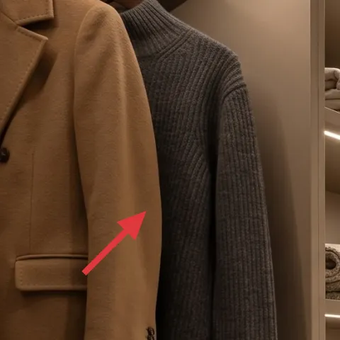 hanging tan coat