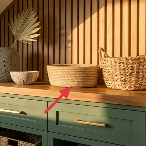 Small woven basket on the console top