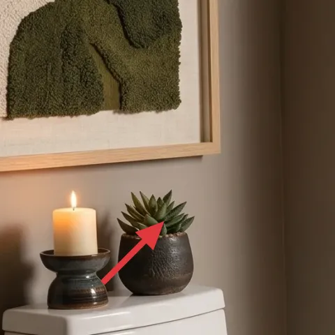 candle on cabinet