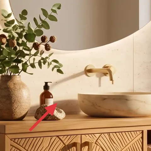 Ceramic vase with green plant stems