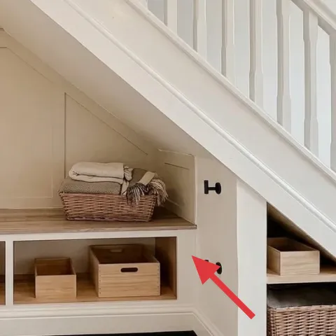 wood organizer box in a center cubby