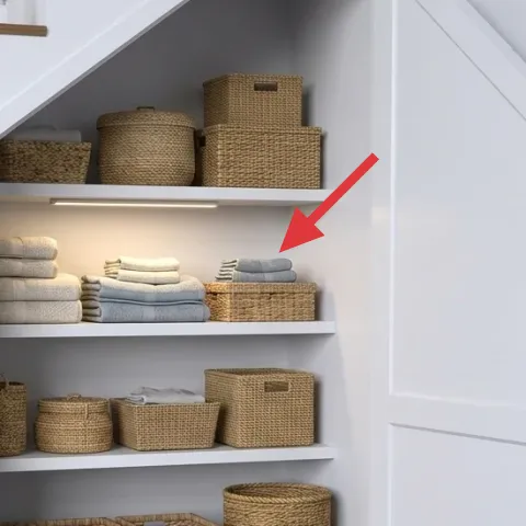 linear LED strip light under the top shelf