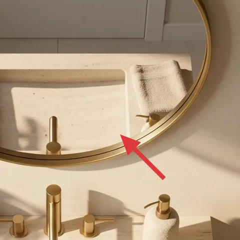 round brass-framed mirror