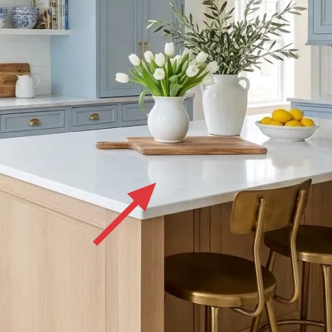 wood cutting board on kitchen island