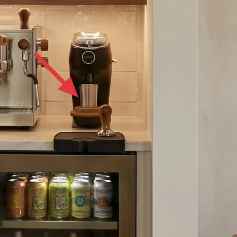 wheeled espresso machine on countertop