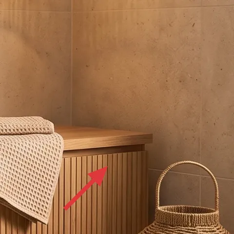 folded textured towel on vanity ledge