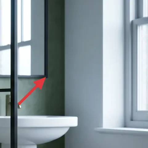 black-framed mirror
