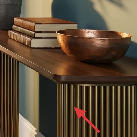 gold striped console table