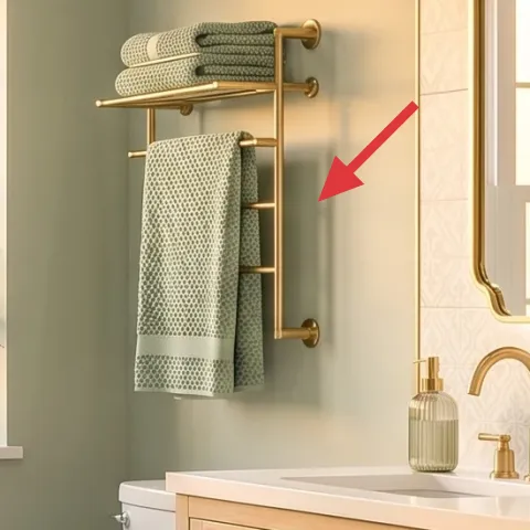 hand towel on wall rod