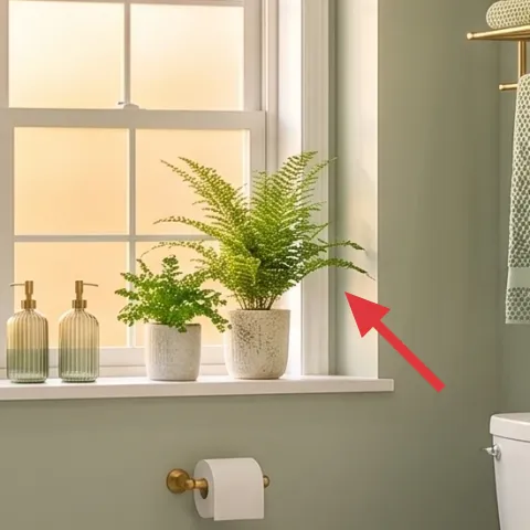 potted ferns on window sill