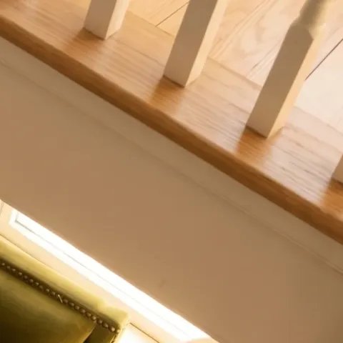 Decorative book stack on shelf