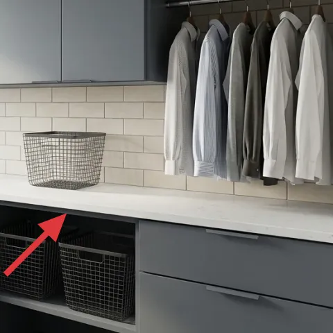 large wire storage basket on countertop