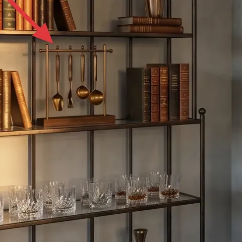 decorative book stack on shelving
