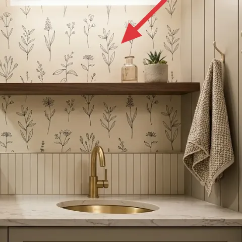 Peel-and-stick botanical backsplash wallpaper