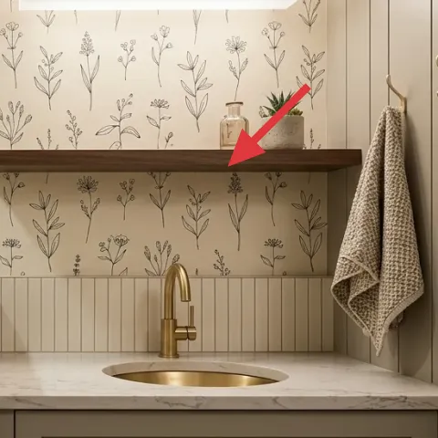 Wood plank floating shelf (bracketed ledger)