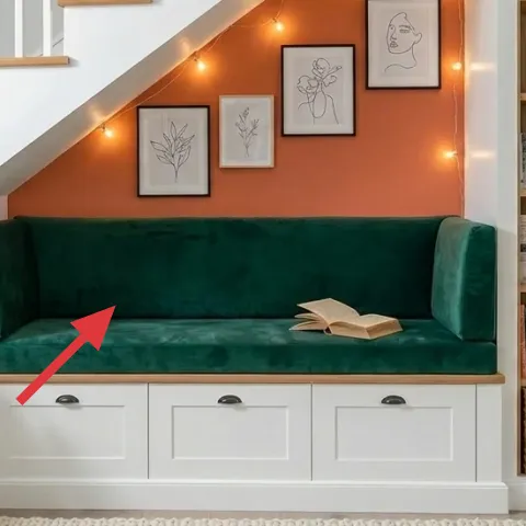 teal upholstered bench cushion and back
