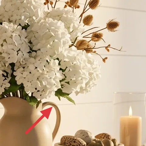 ceramic vase with white flowers