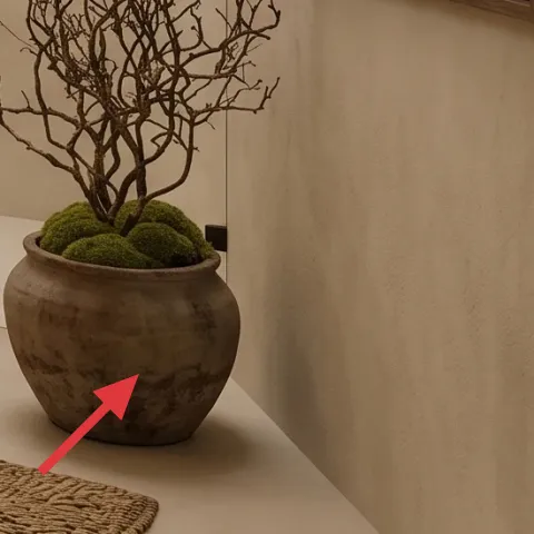 large ceramic floor vase with moss and small branch