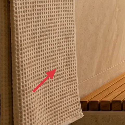 White waffle-weave bath towel