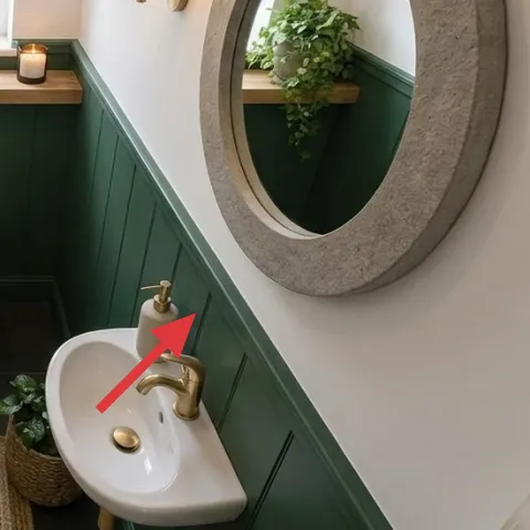 small lotion pump bottle near sink