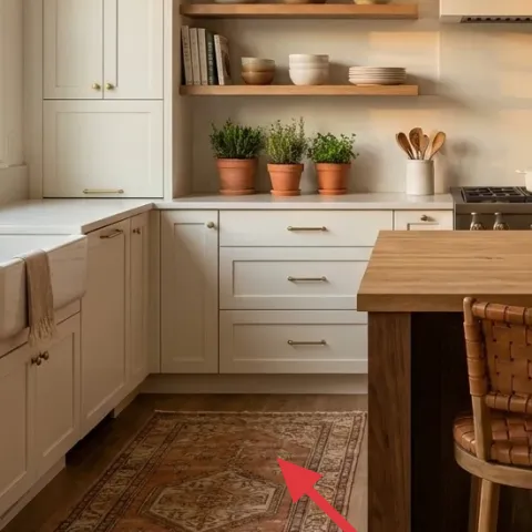 area rug with geometric border pattern