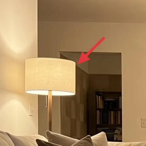 plug-in table lamp with cream drum shade