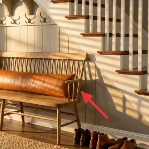 Wooden entryway bench