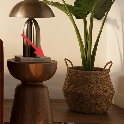 plug-in table lamp with brass base and black shade