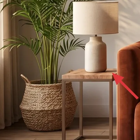 white ceramic vase on small side table