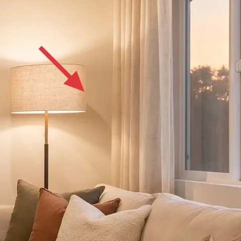 Plug-in table lamp with beige shade