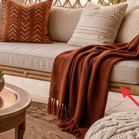 off-white knit throw blanket