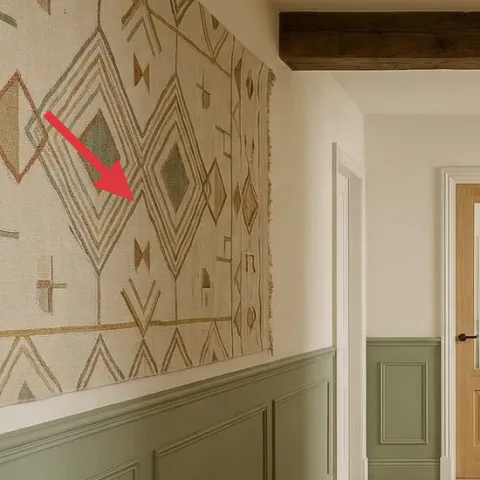 peel-and-stick geometric wallpaper (left panel)