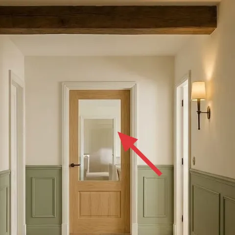 framed mirror (doorway wall reflection zone)