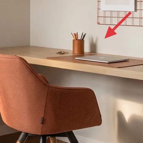 pencil cup with pens on the desk