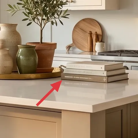 decorative tray with book stack