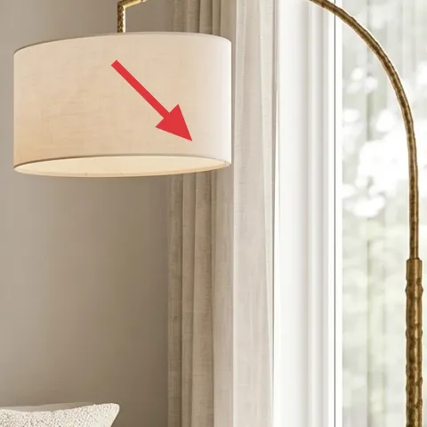 plug-in floor lamp with cream drum shade