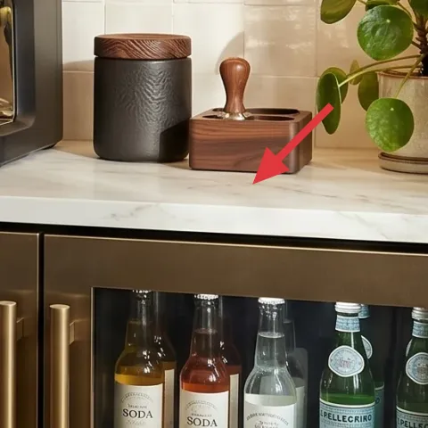 Dark gray ceramic canister on counter