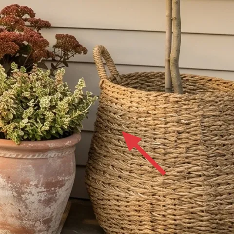 Large woven basket planter