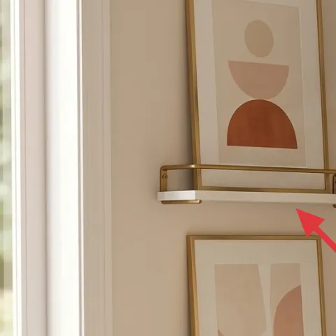 framed abstract art print on left wall