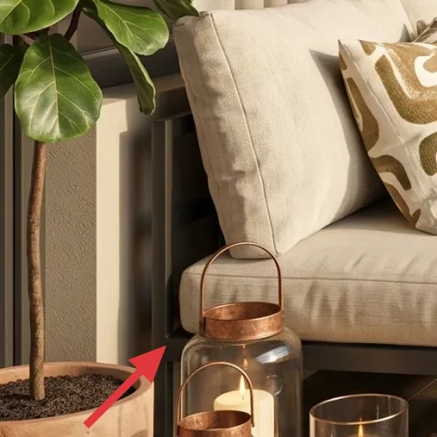 large potted leafy plant (terra-cotta pot)