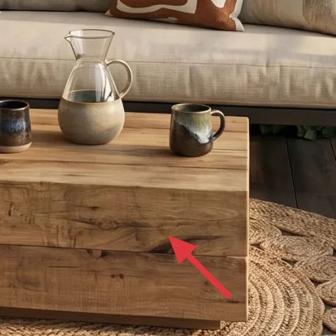 wood coffee table (front plank style)