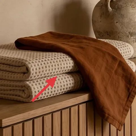 Cotton towel set in white plus warm brown
