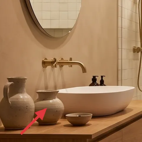 set of ceramic vessels on vanity