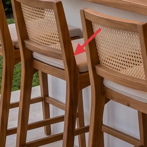wood dining chair with woven cushion