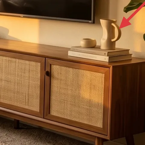 Medium terracotta planter (on media console)